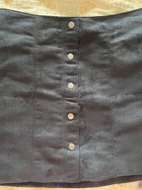 Gap Blue/Black Faux Suede Button Down Mini Skirt